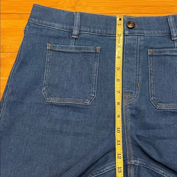 SPANX Shape Cropped Jeans Size XL Wide Leg Washed Blue Pull Up